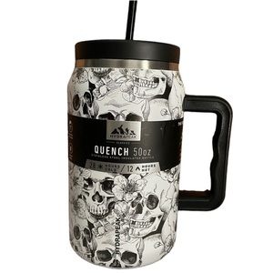 Hydrapeak Quench 50oz Flowers Skull Halloween insulated water bottle tumbler